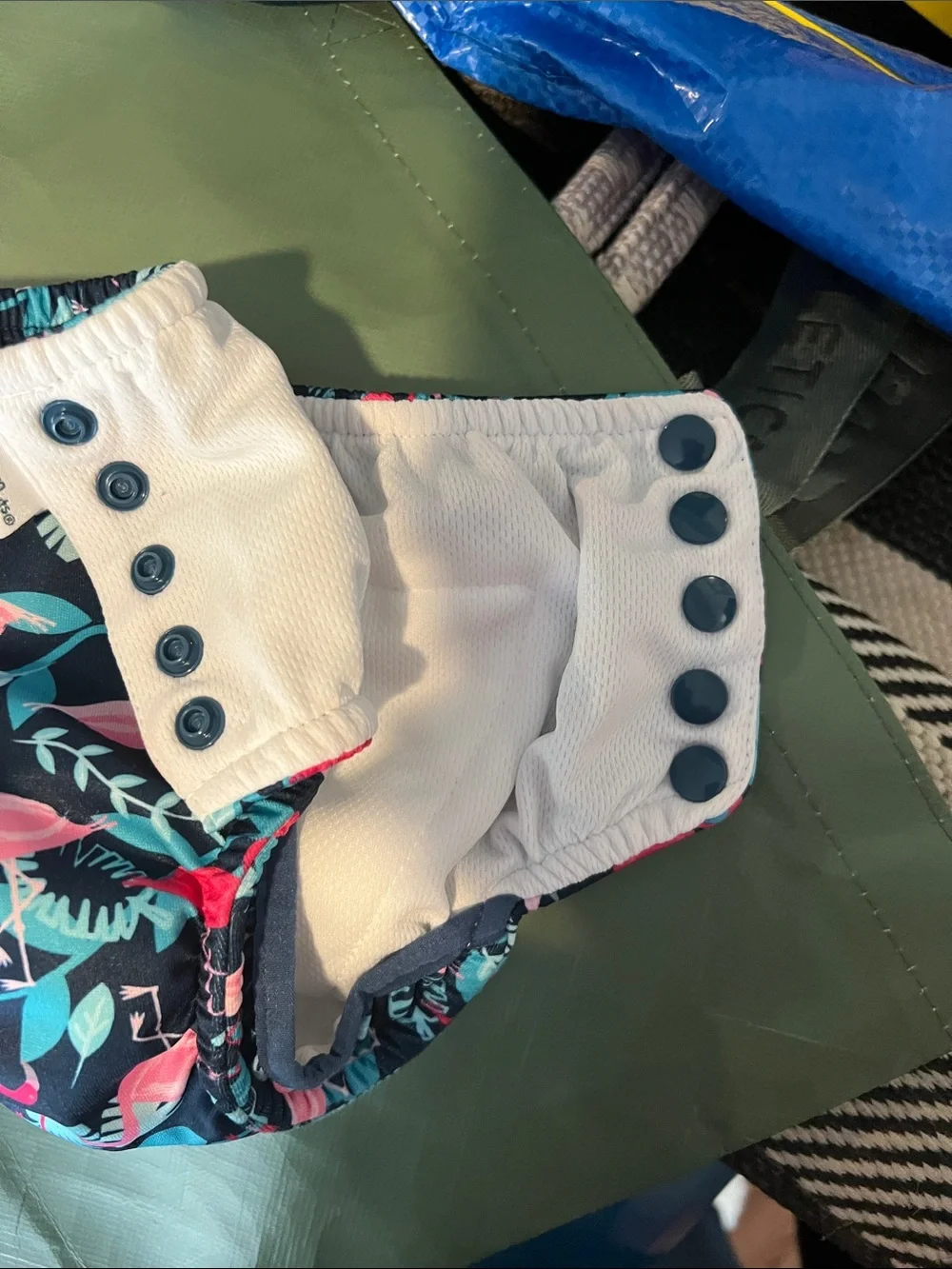 Sweet Pea Navy Swim Diaper Cover with Pink & Teal Flamingos